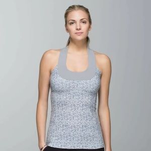 Lululemon Racerback Petite Fleur Grey Silver Spoon Athletic Tank Top